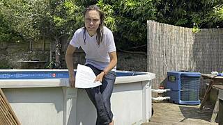 brunette in wetlook casting interview shares her feelings