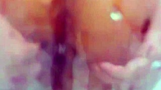 husband filming wife naked in shower, showing big butt and juicy tits.