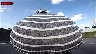 Hot Brunette Shows Ass While Riding Moto