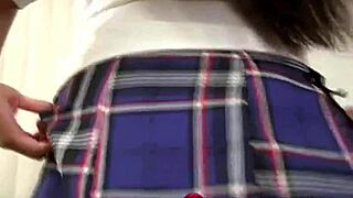 Petite ebony teen Ioni undresses and teases before sucking cock in pov.