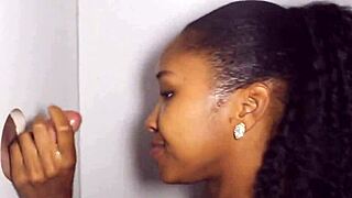 black chick sucks and fucks at glory hole