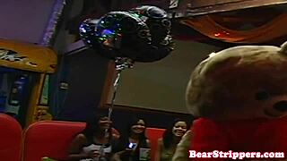 Party babe gets her pussy screwed doggystyle by horny stripper