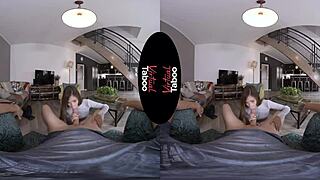 brunette gives blowjob and handjob to shaved pussy