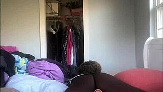 Horny Ebony Babe Plays with Her Tight Ass