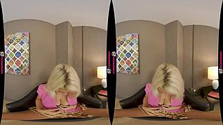 Blonde British milf gives VR jerk-off instructions. Watch her guide you!
