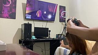 Sucking Him While He Plays Video Game