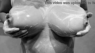 girlfriend's wet tits and pussy exposed in bath