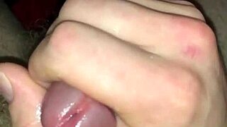 Messy cumshot lands on belly during masturbation session
