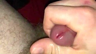 Messy cumshot lands on belly during masturbation session