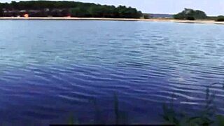 Euro babe licks trimmed pussy outdoors