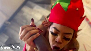 devindrills showcases petite ebony deepthroating monster cock