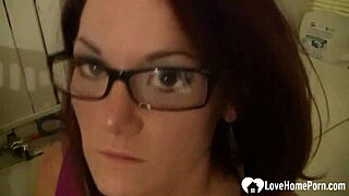 girlfriend with glasses gives oral in pov homemade video