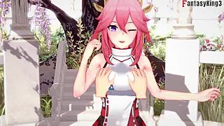 Yae Miko sucking Genshin Impact