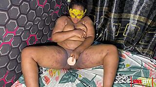 Home Alone Wife Fingering Her Big Ass with Huge Dildo!