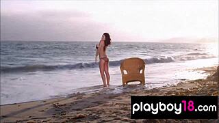 Big Boobed Latina Babe Francesca Frigo Undresses and Washes Tanned Body Outdoors