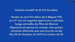 Little cousin gives in cinema to active guy.