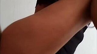 Pretty Mexican brunette stops dick with feet