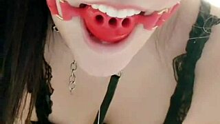 female slave flirts with her slutty big ass using toys