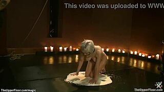 Bound slave gets spread with chocolate for kinky play