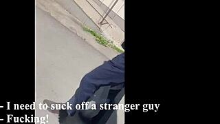 Ki-sim boldly sucks off a random guy on a Russian street in pov