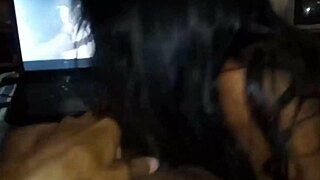 watching movie, sucked friend dick for cum