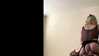 Long Thick Dildo Slides Inside Tranny While She Writhes On Counter