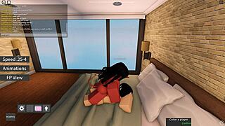 Meru the succubus in Roblox gives blowjob and rides cowgirl