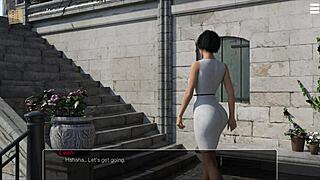 knockout master dominates brunette with big tits outdoors