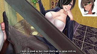 monster says, 'feel my footjob under desk'