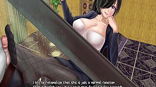 monster says, 'feel my footjob under desk'