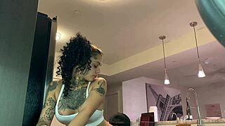 sexy latina puts groceries away then takes big black cock part 2, interracial