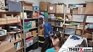 Being a thief at work leads to punishment with blowjob and ass fucking by monster cock.