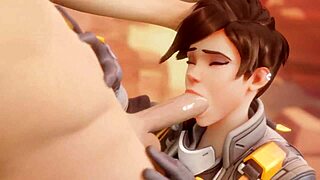 tracer pays bet with blowjob! bewyx and cinderdryadva watch her suck cock to cumshot