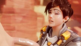 tracer pays bet with blowjob! bewyx and cinderdryadva watch her suck cock to cumshot