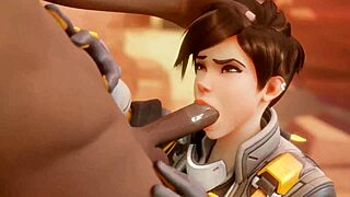 tracer pays bet with blowjob! bewyx and cinderdryadva watch her suck cock to cumshot