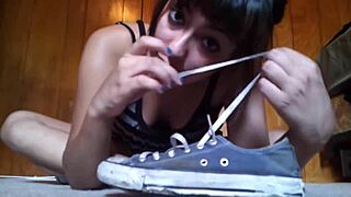 Beautiful Teen Removes Converse And Socks To Reveal Sweaty Feet