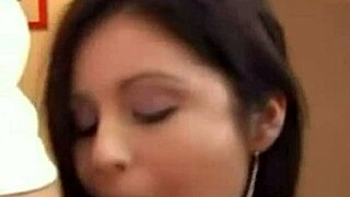 Hot busty brunette teen strips and fucks.