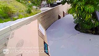 horny brunette tries dildo in vr, but it's too small