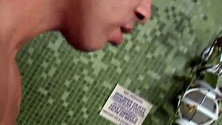 This foxy brunette shemale is sucking a hard cock casually