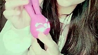 What if a curious girl masturbates with a bunny toy?