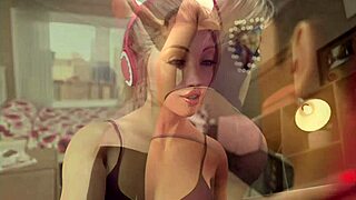 stepsister in 2b cosplay gives footjob