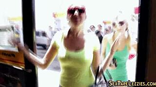 Real Lesbian Babes Flash Bubble Butts Outdoors!