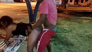 Beautiful Amateur In Public Blowbang Outdoors