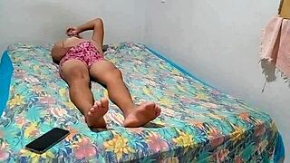 Latina amateur rides cowgirl style