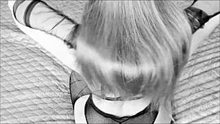 big girl in black lingerie posing with big dick.