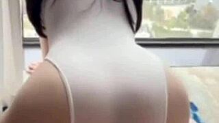 Big Ass Asian Bent Over for Bareback Quickie!