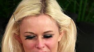 Slutty honey receives facial cumshot and gulps the jizz in blowbang