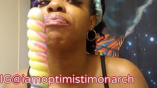 Sampling a Unicorn Lollipop with an Ebony Babe in a Fetish Setting