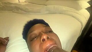 ebony woman sucking on a big black cock in a homemade video with horny sex