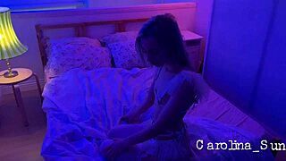 does carolina sun caress her small tits?